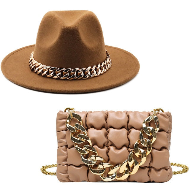 Fedora Hat & Matching Crossbody Handbag Set