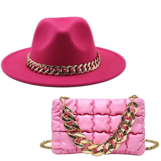 Fedora Hat & Matching Crossbody Handbag Set