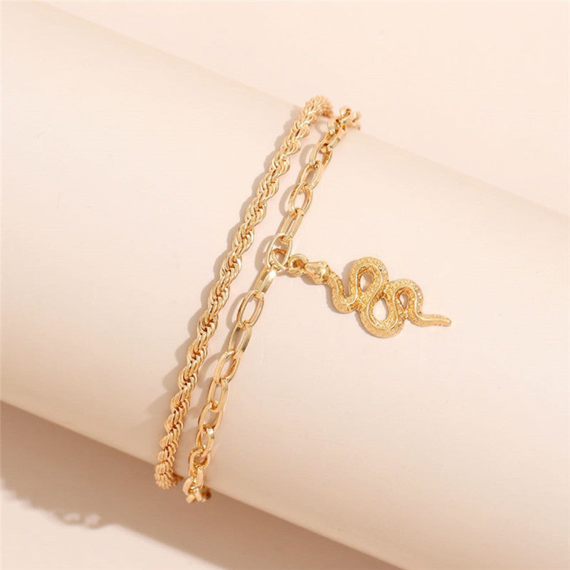 Gold Snake Double Chain Anklet