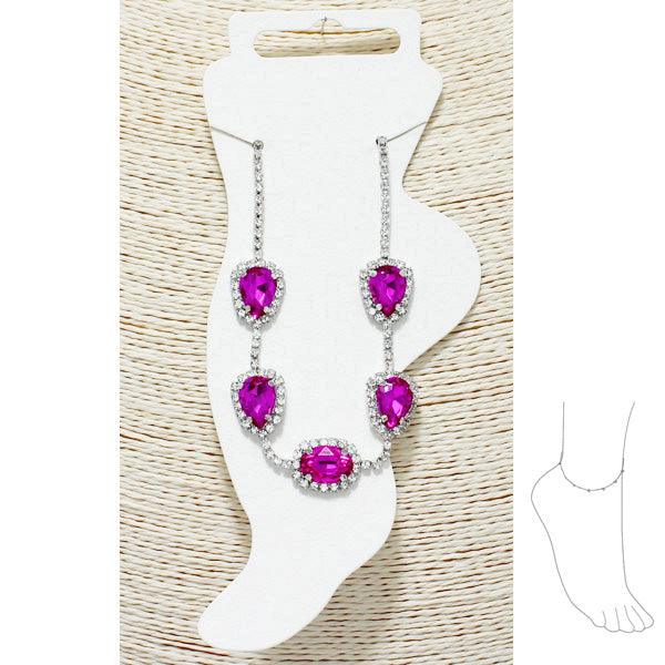 Oval Rhinestone Anklet Purple - Mint Leafe Boutique 
