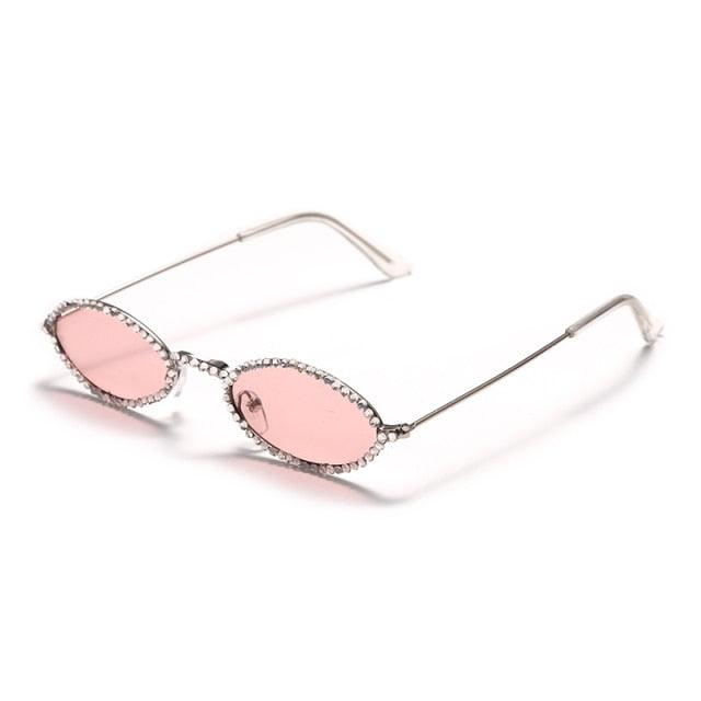 Retro Oval Rhinestone Sunglasses - Mint Leafe Boutique 