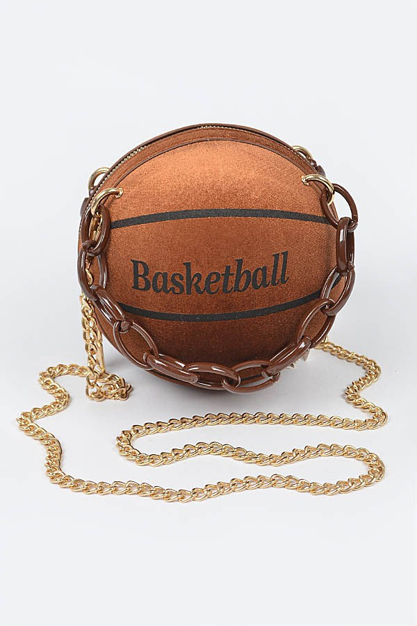 Velvet "Basketball" Chain Crossbody Purse