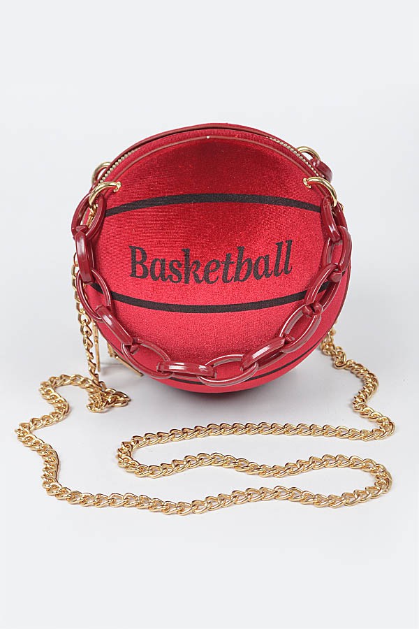 Velvet "Basketball" Chain Crossbody Purse