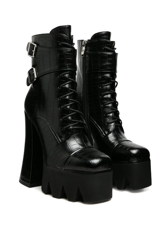 Black and White Combat Women Boots - Mint Leafe Boutique 
