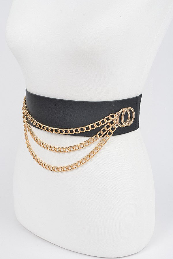 Black and Gold Layered Chain Belt