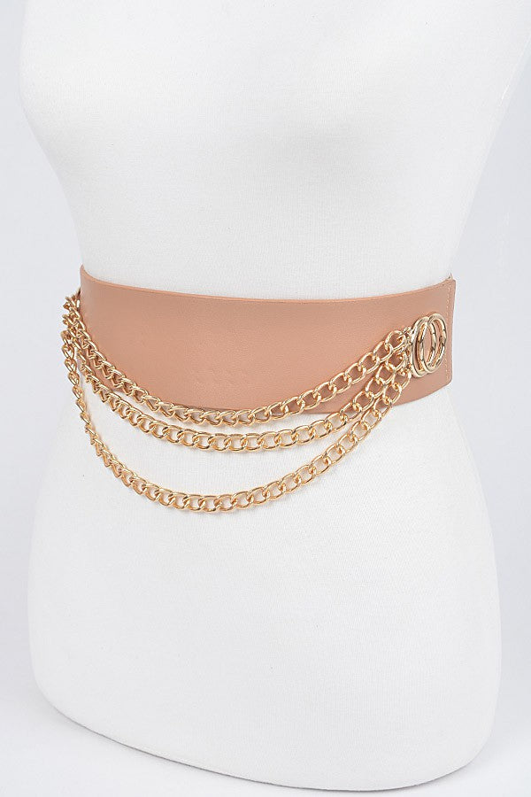 Nude and Gold Layered Chain Belt