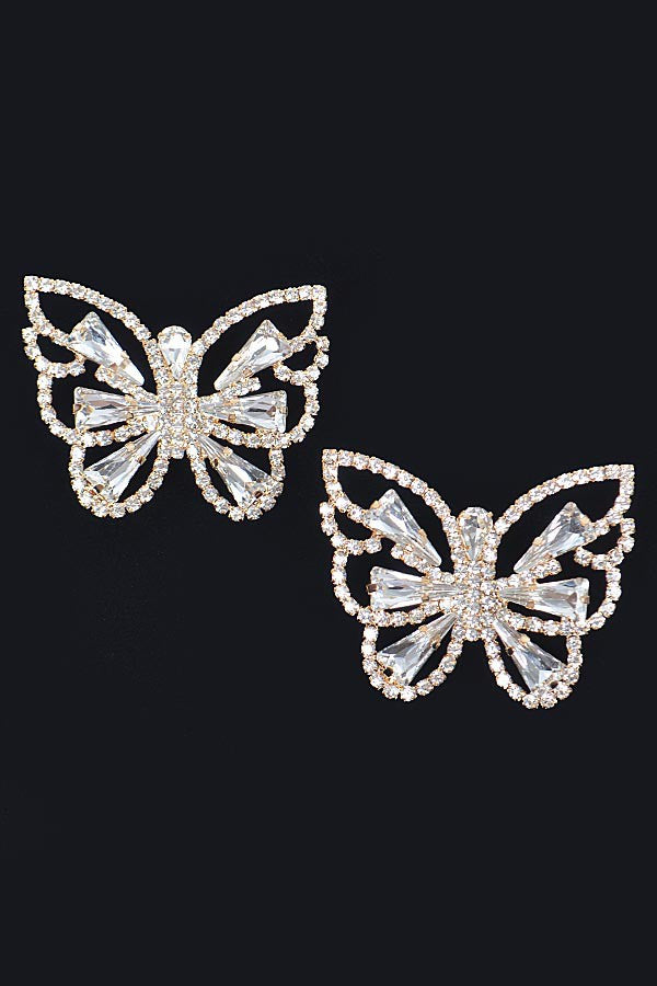 Clear Gold Butterfly  Earrings