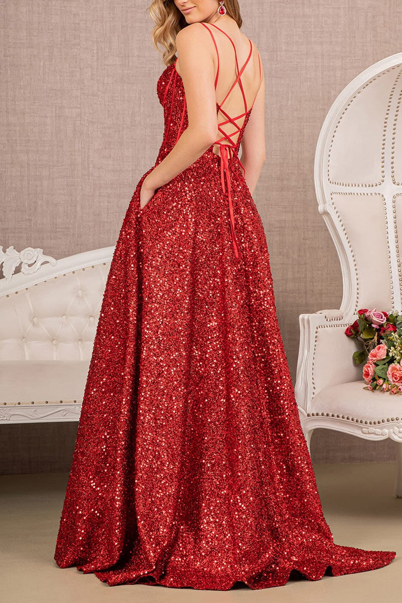 "Ruby Rue" Lace up Back Sweetheart Gown