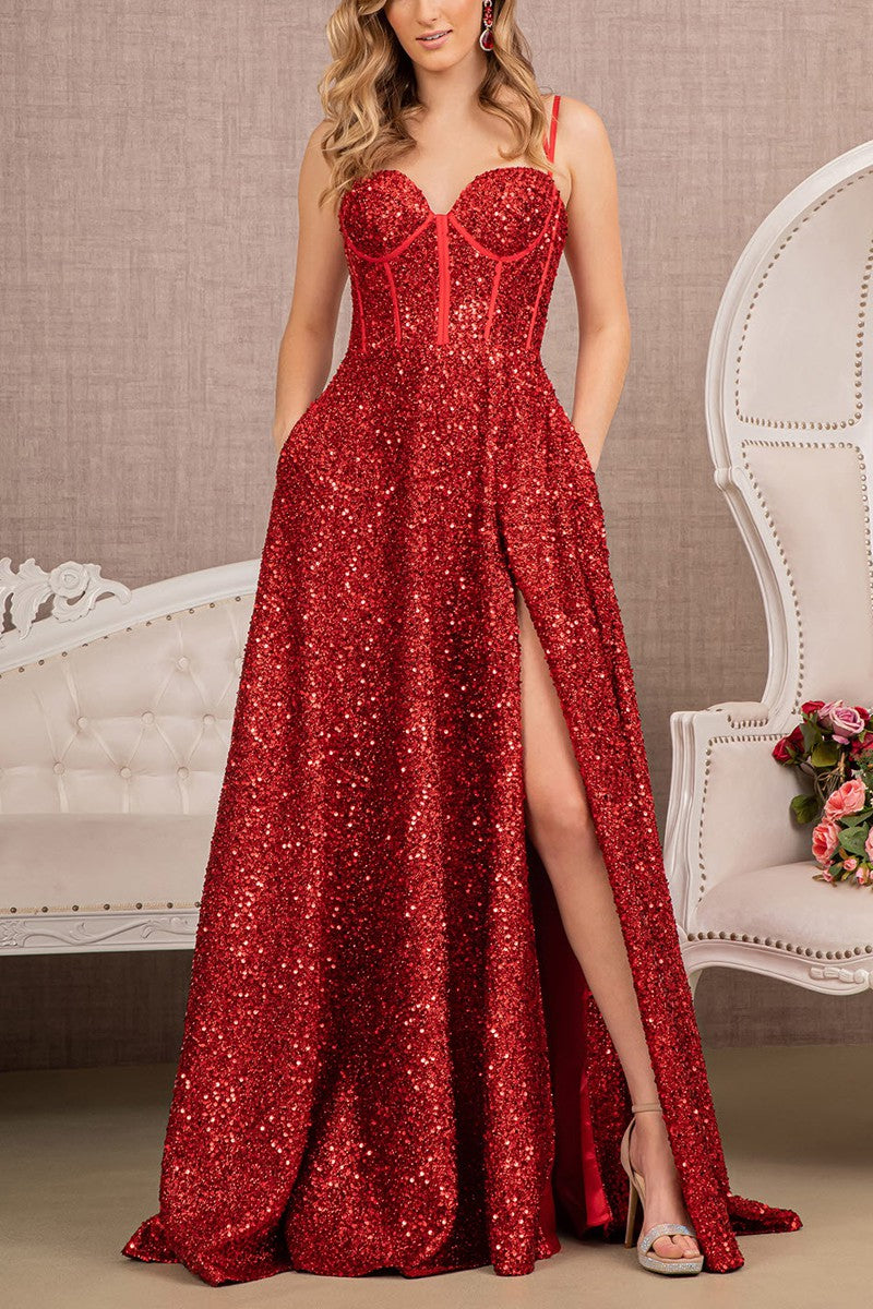 "Ruby Rue" Lace up Back Sweetheart Gown