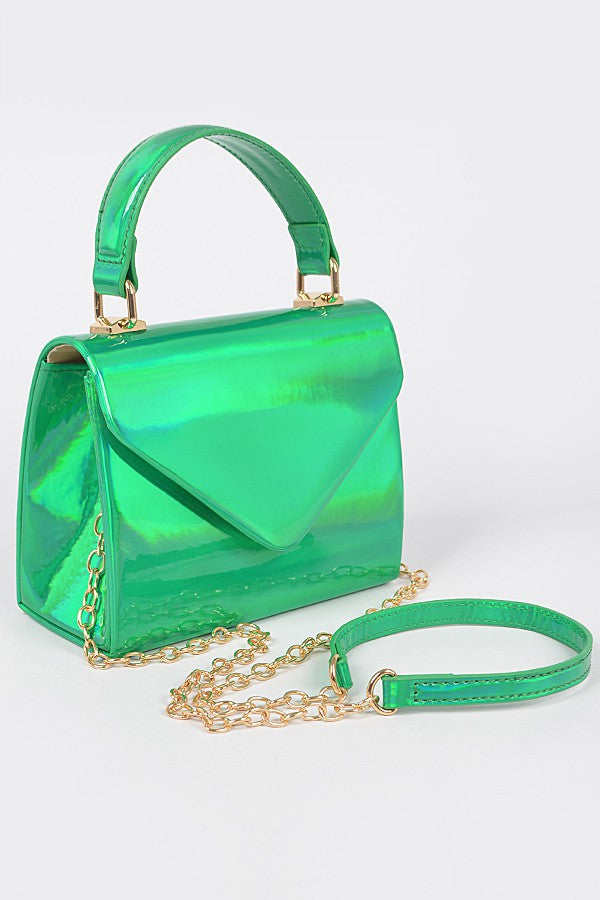 Small Top Handle  Mirror PU Crossbody Bag - Mint Leafe Boutique 
