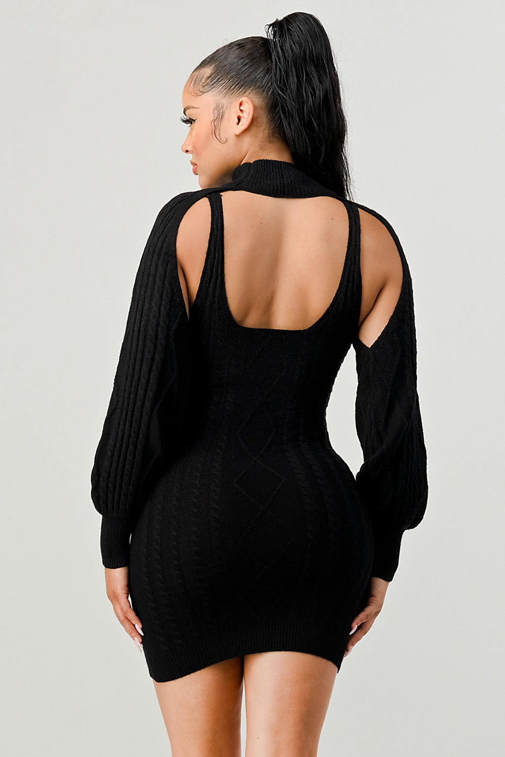 Chic & Comfy Black Knit Two Piece Dress Set