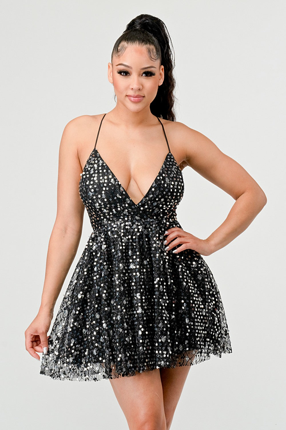"Stop Staring" Sequins Tulle Dress