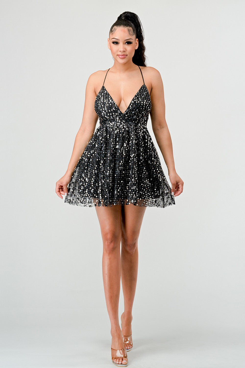 "Stop Staring" Sequins Tulle Dress