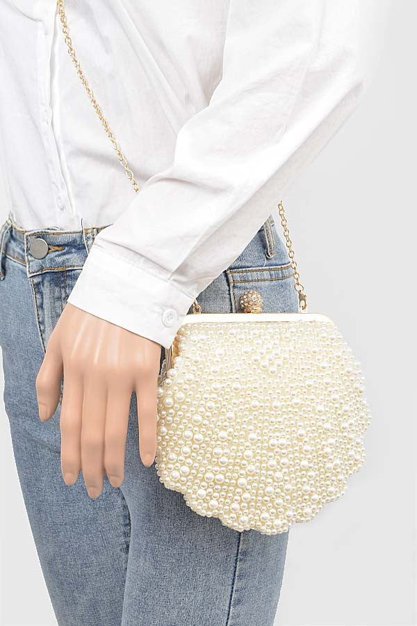 Faux Pearl Party Clutch