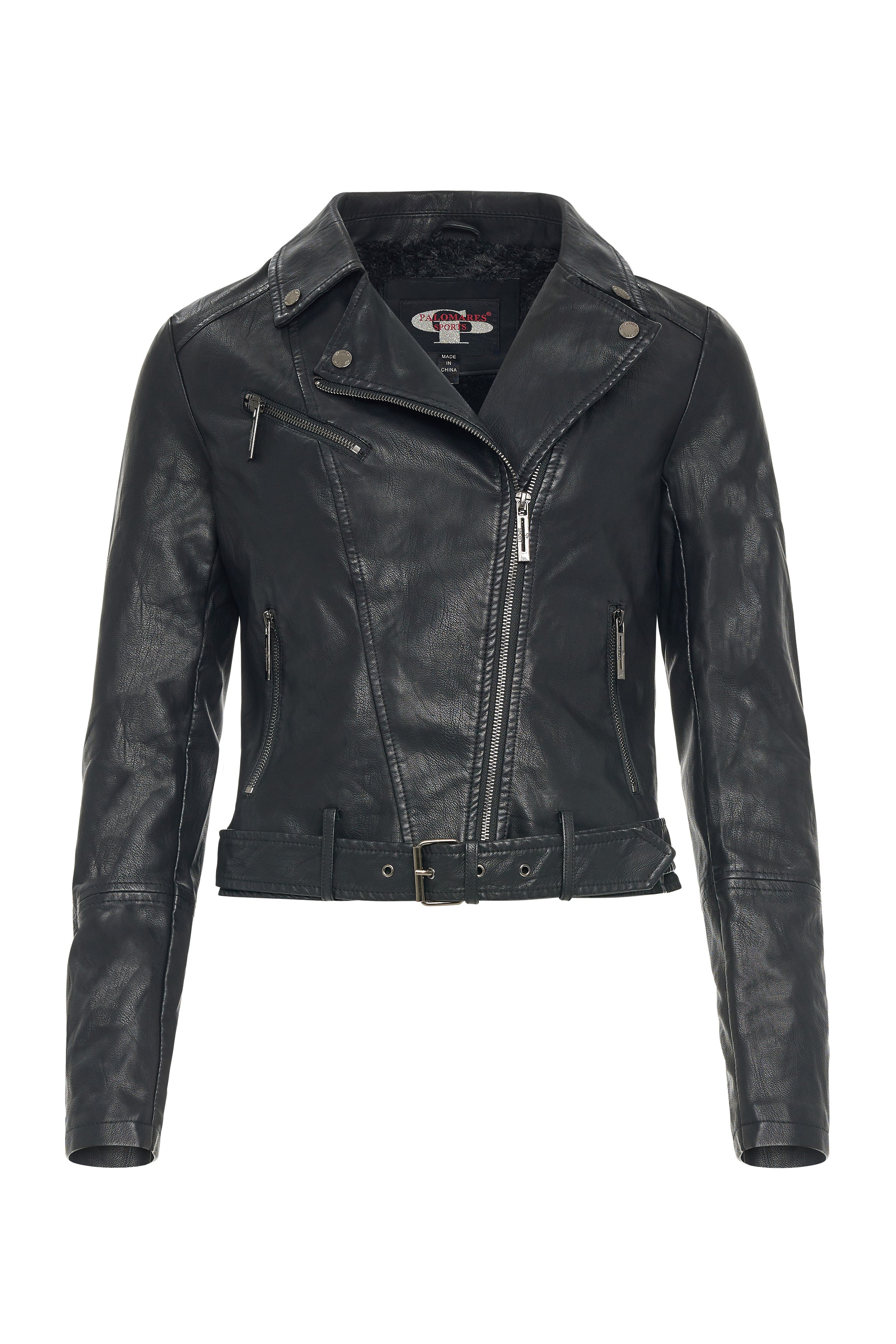 Faux Leather Jacket with Belt