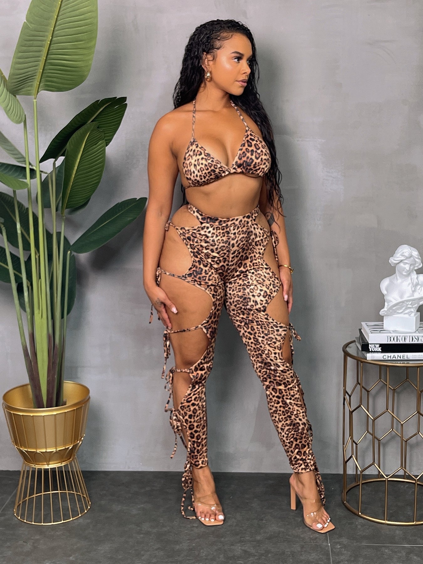 Leopard Bikini Top & Pants Set - Mint Leafe Boutique 