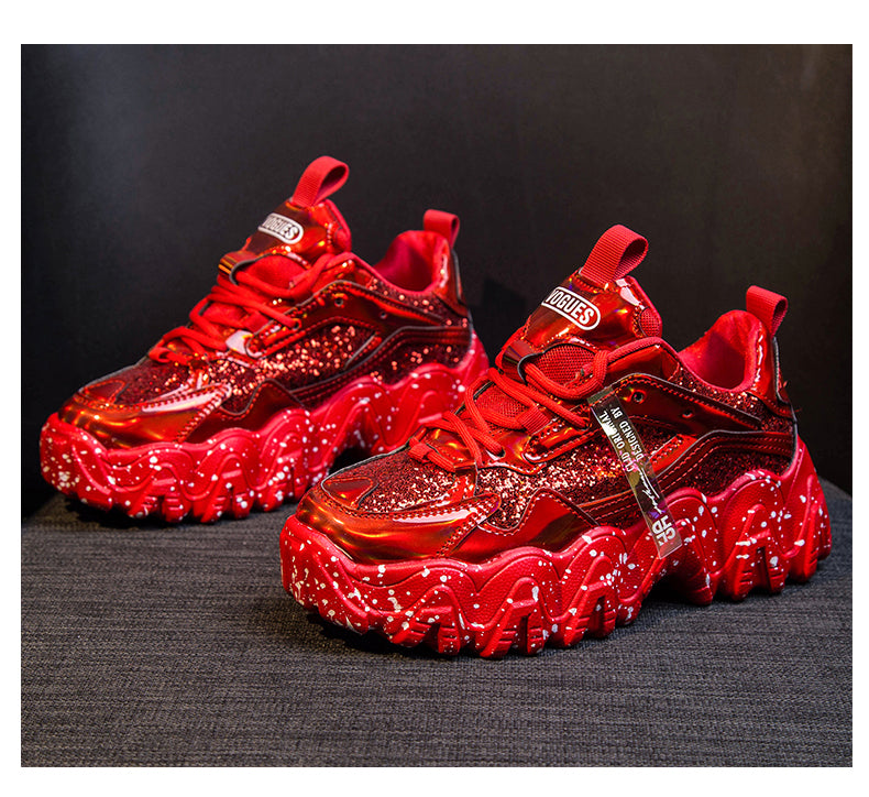 "Big ish" Chunky Red Sequins Sneaker