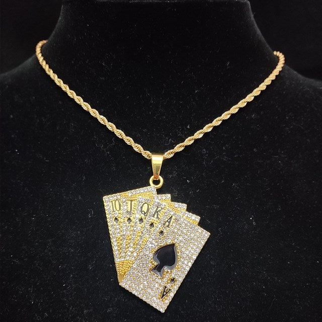 Hip Hop Deck of Cards Pendant Chain Necklace