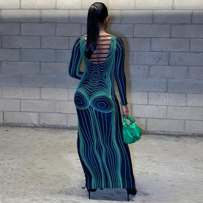 3D Print Sexy Mesh Long Dress