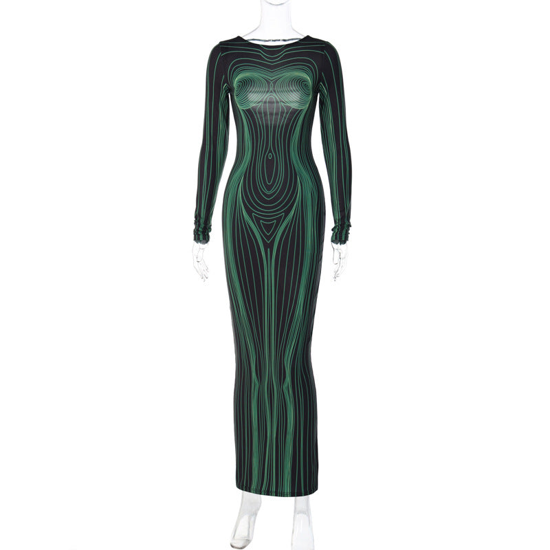 3D Print Sexy Mesh Long Dress