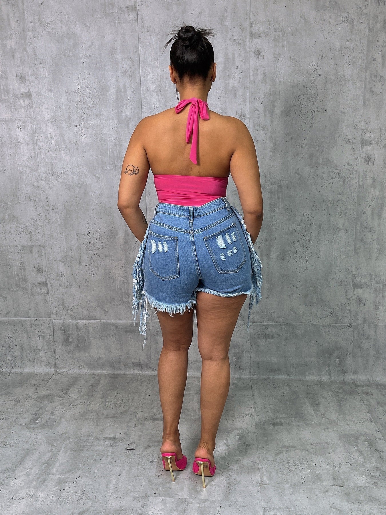 Pink Halter Backless Bodysuit - Mint Leafe Boutique 