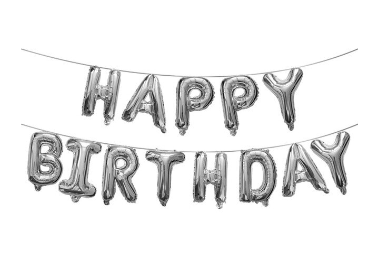 Silver Happy Birthday Letters Balloons