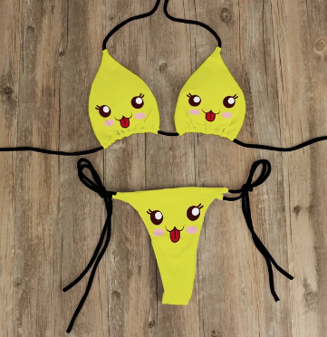 Fun Cartoon Yellow Bikini Set