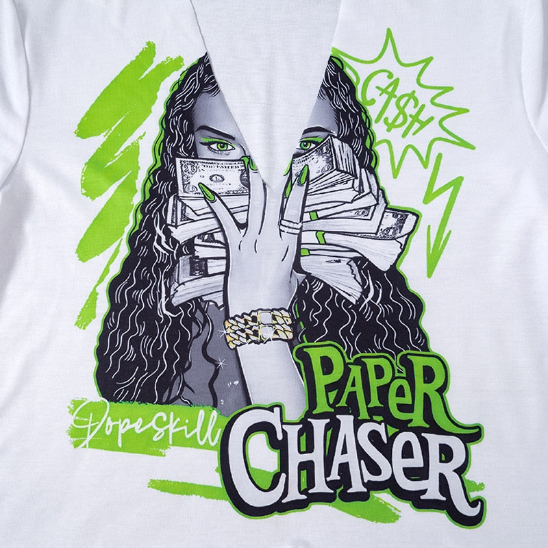"Paper Chaser" Graphic Crop Tee