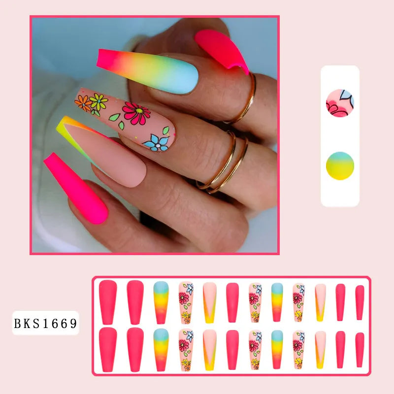 "Simple Things" 24pc Colorful Press On Nails