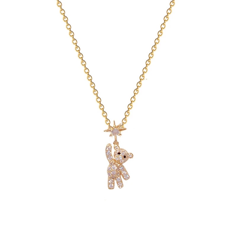 Stainless Steel Cute Bear Pendant Necklace - Mint Leafe Boutique