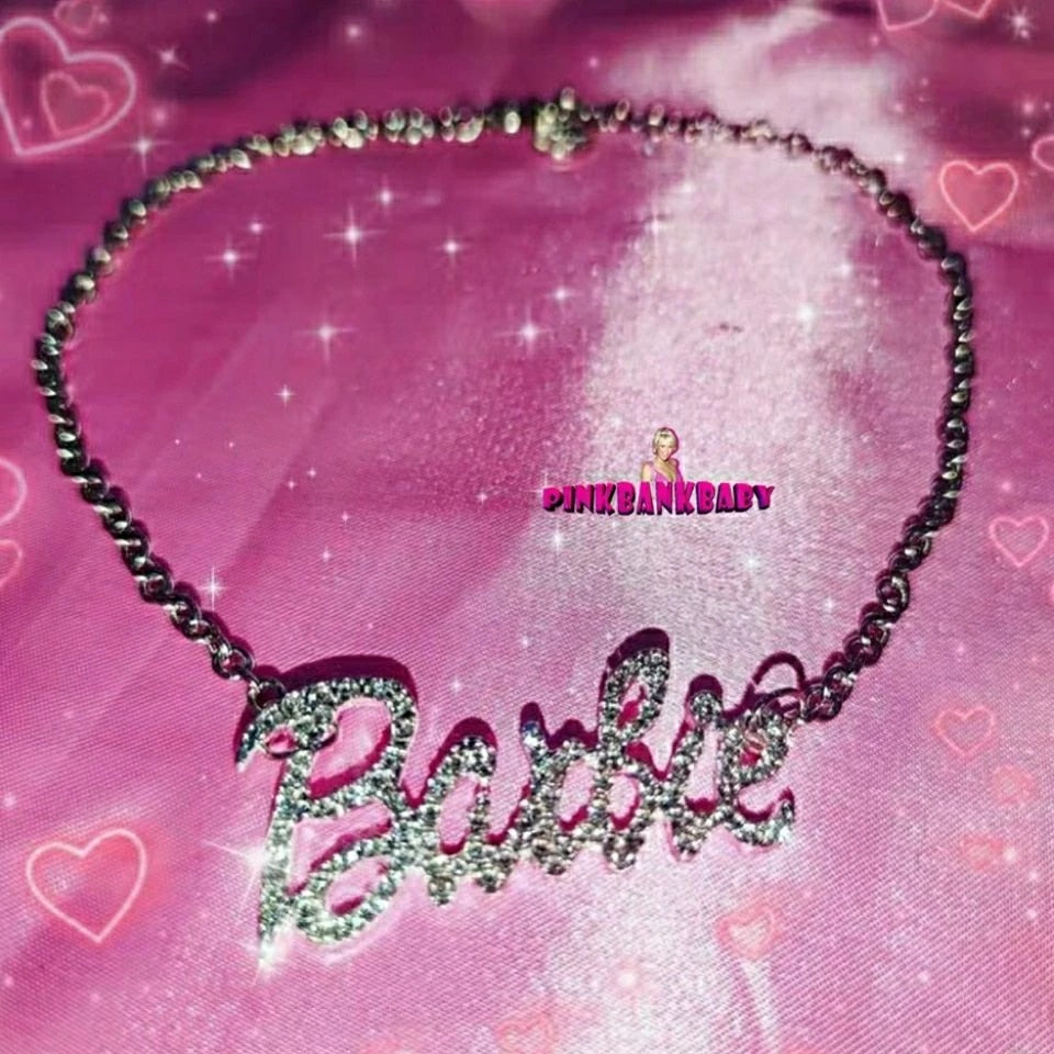 Barbie Rhinestone Pendant Chain Necklace