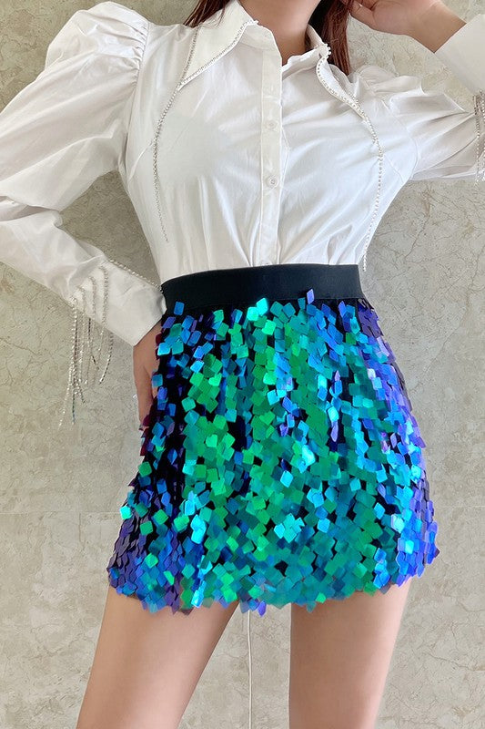 Scale Sequin Mini Skirt