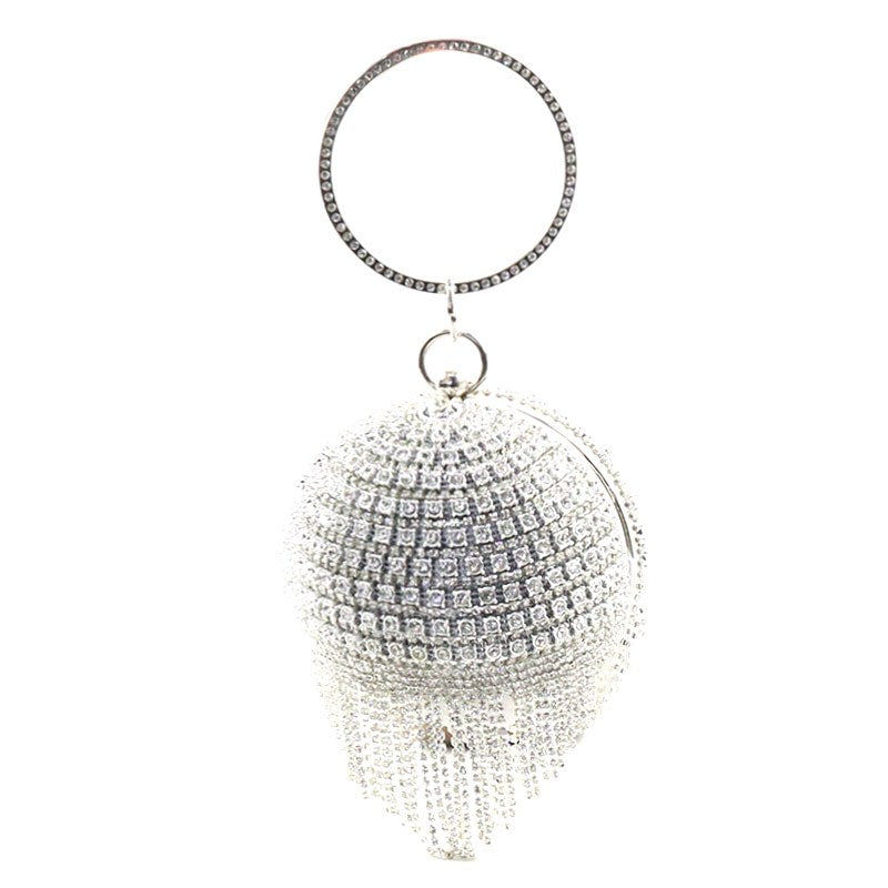 The Silver Crystal Ball Rhinestone Clutch