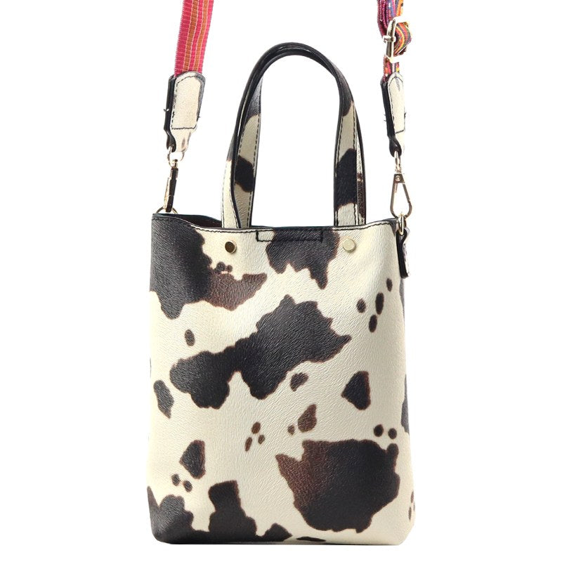 Cow Print Faux Leather Tote Bag