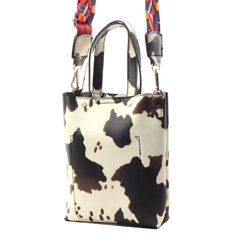 Cow Print Faux Leather Tote Bag