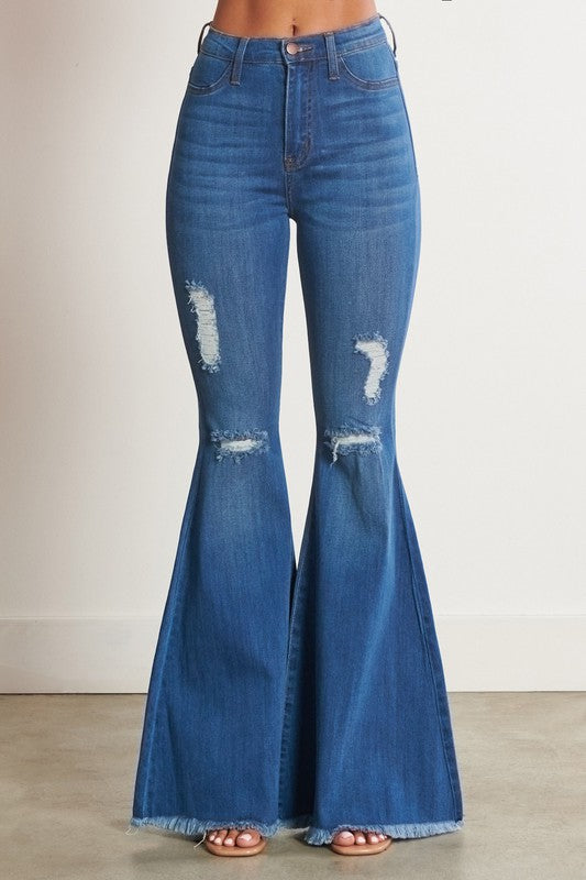 Camila High Waist Distress Flare Jeans