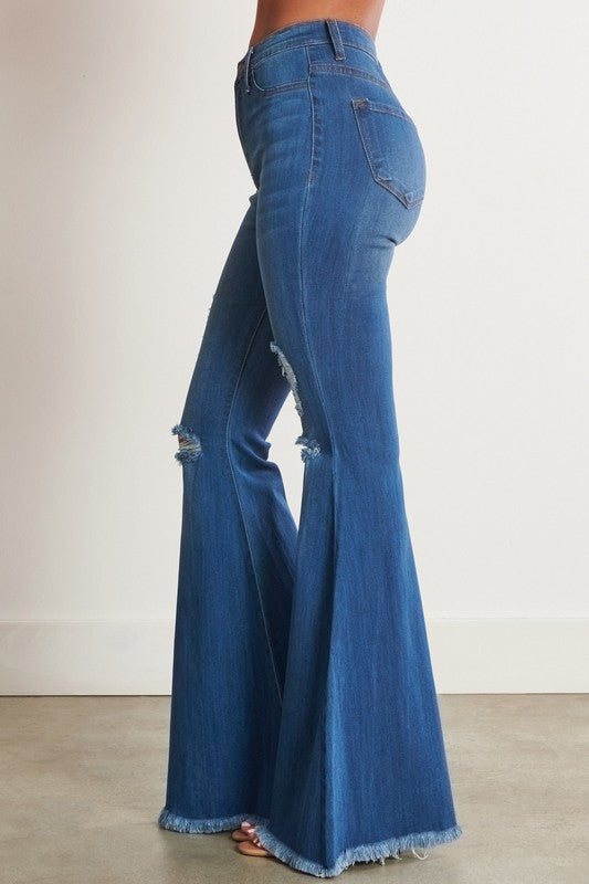 Camila High Waist Distress Flare Jeans