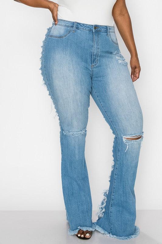 Curvy Back Distress Jeans - Mint Leafe Boutique 