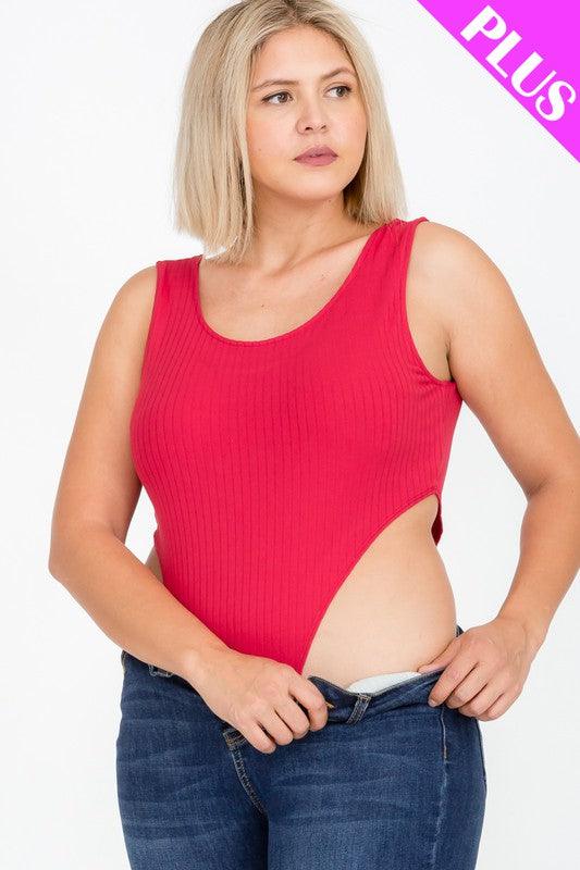 High Cut Red Body Suit Top - Mint Leafe Boutique 