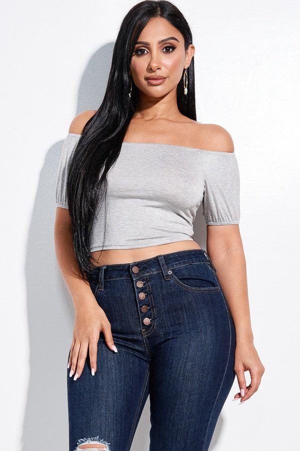 "Casually Me"  Grey Crop Top - Mint Leafe Boutique 