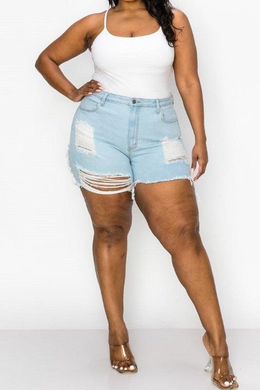 "Ms. Thick" Curvy Denim Shorts - Mint Leafe Boutique 