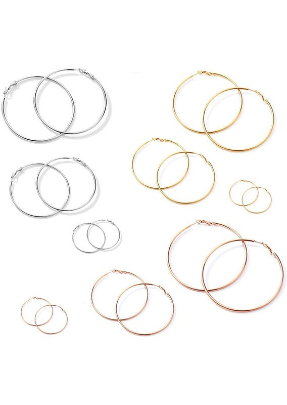 Ultra Thin Basic Hoop Earrings, 25mm to 100mm