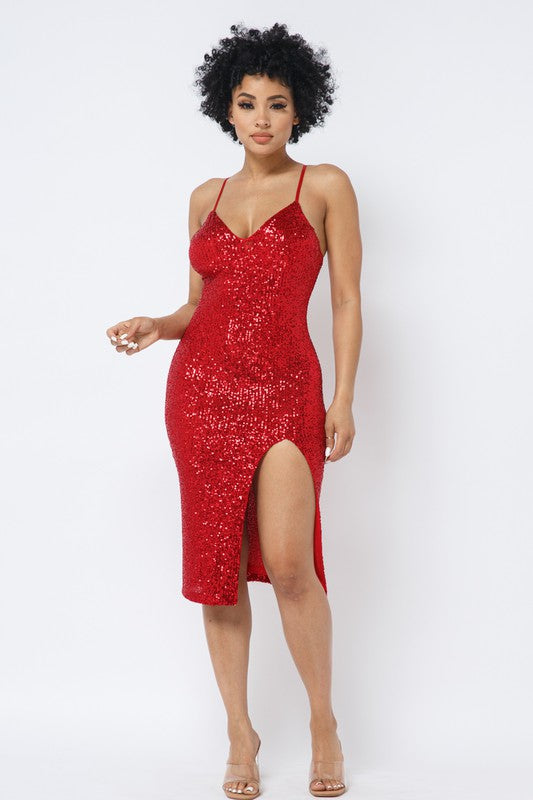 Promise You Nothing Sequin Dress *RED*