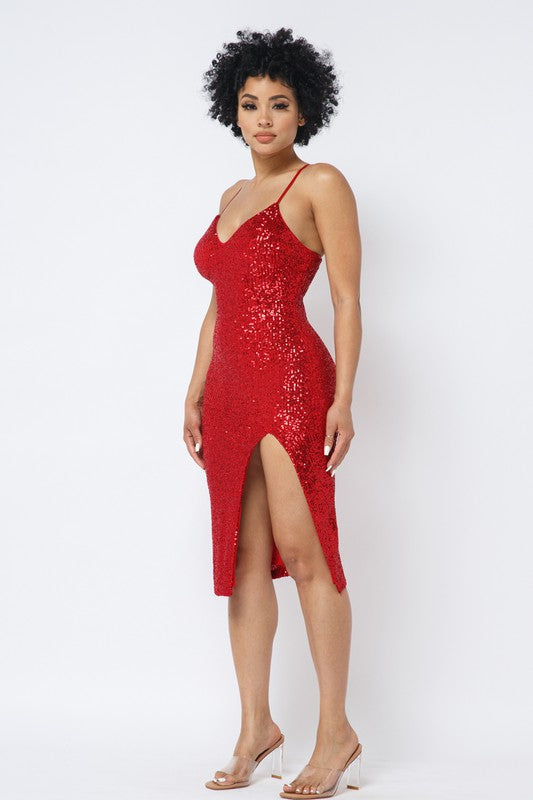 Promise You Nothing Red Sequin Dress