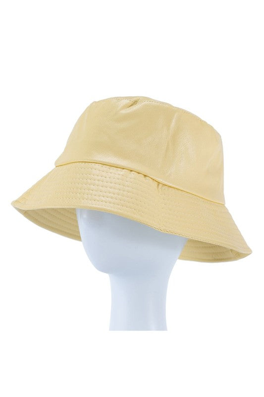 PU Leather Solid Color Bucket Hat