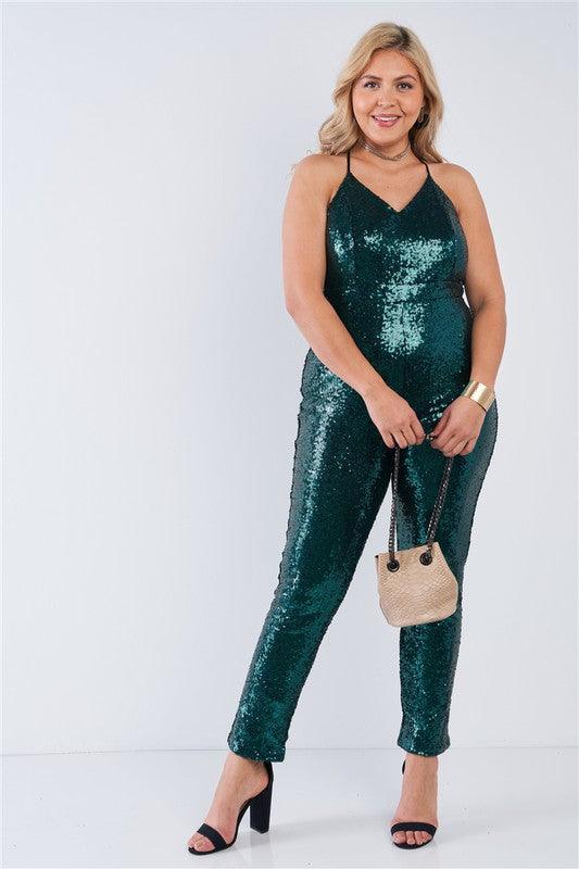 "Date Night" Curvy Sequin Jumpsuit - Mint Leafe Boutique 