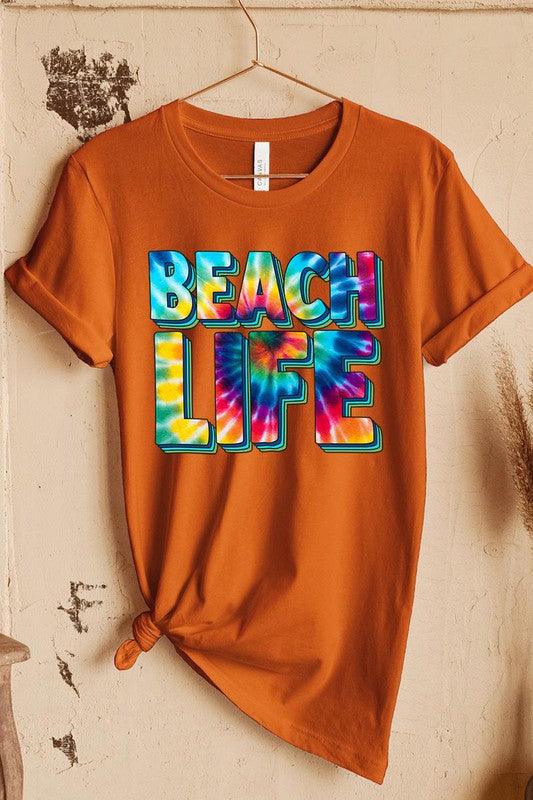 Orange t shirt with the words beach life