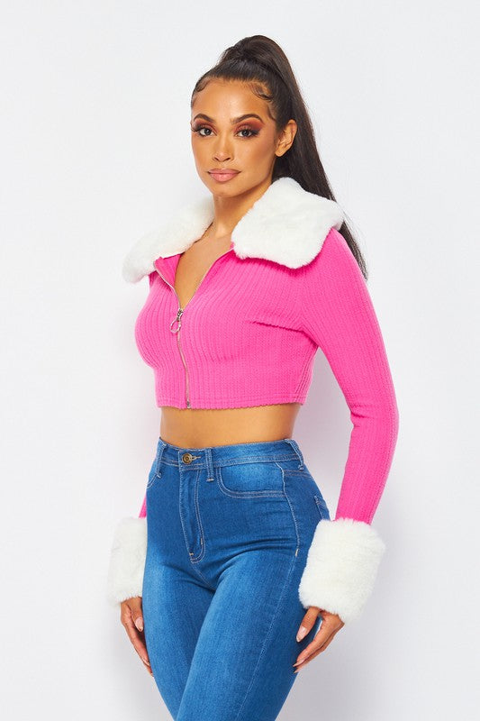 Legally Fine " Pink Knit Crop Top