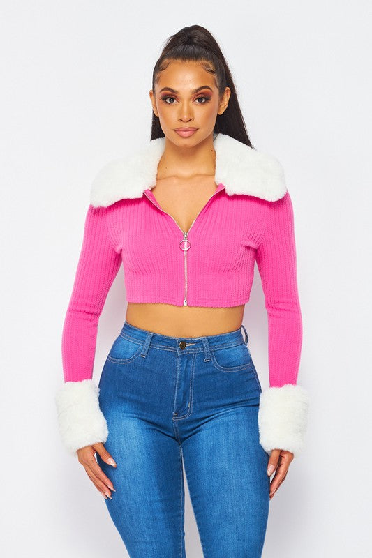 Legally Fine " Pink Knit Crop Top