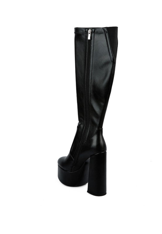 Coraline High Block Heeled Leather Boots